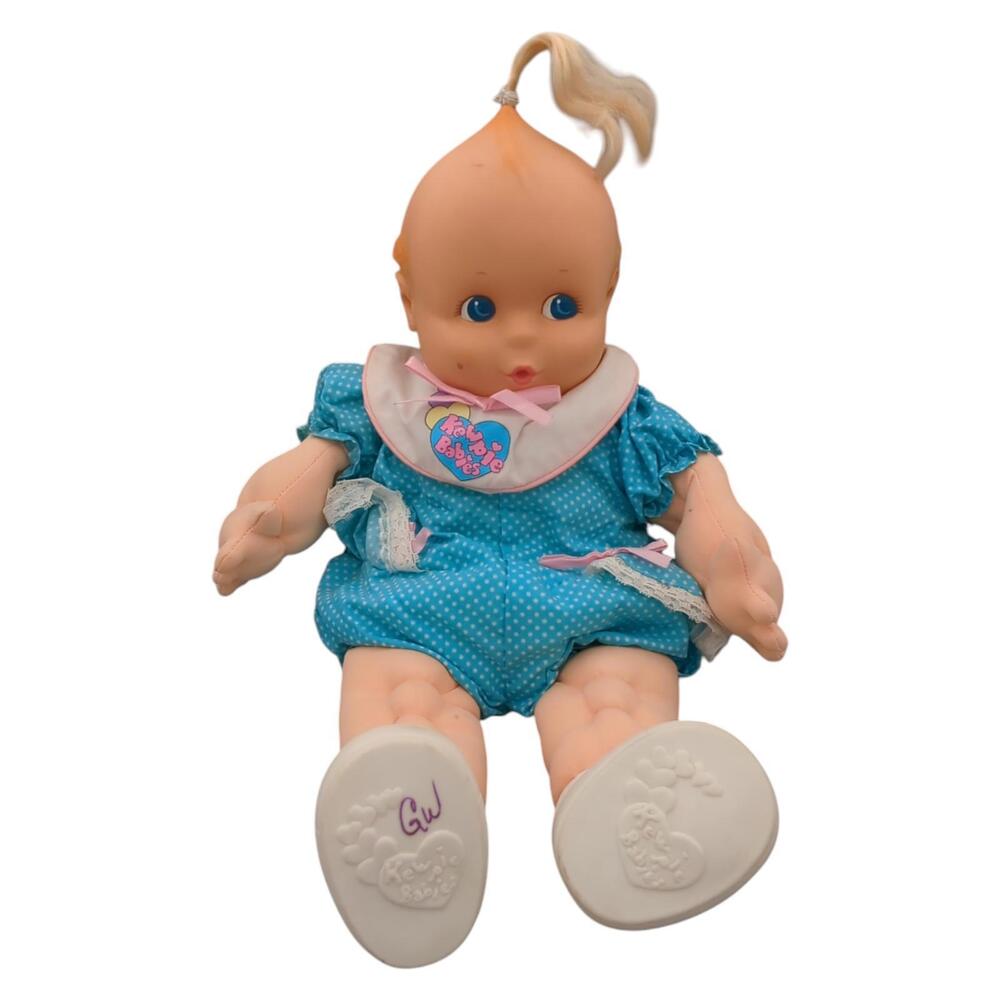 Jesco Kewpie Baby Doll Giggles When You Comb Her Curls 17" Rose Art Vintage 1993